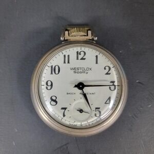 Westclox Scotty Mechanical Wind Up Vintage Pocket Watch Unknown‎ Cond